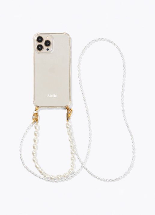 Ateljé Pearl Drop 2.0 crossbody telefoonkoord   - achterkant 4 wit