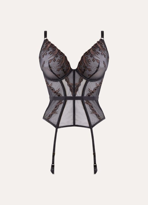 Aubade Cosmic Romance bustier van mesh met lurexborduring - voorkant 4 zwart