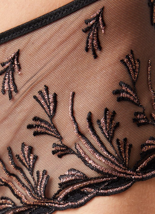 Aubade Cosmic Romance high waisted shorty van mesh  met lurexborduring - detail 5 zwart