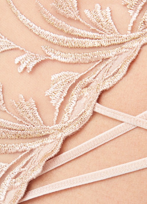 Aubade Cosmic Romance jarretels van mesh met lurexborduring - detail 2 oudroze