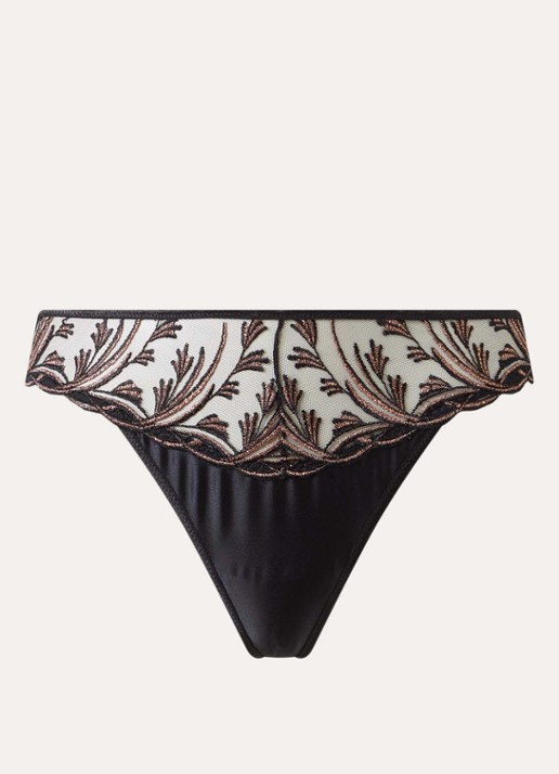 Aubade Cosmic Romance string van mesh  met lurexborduring - voorkant 4 zwart