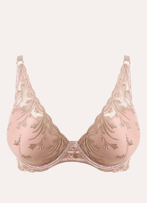 Aubade Cosmic Romance voorgevormde plunge bh met overlay van mesh - voorkant 4 oudroze