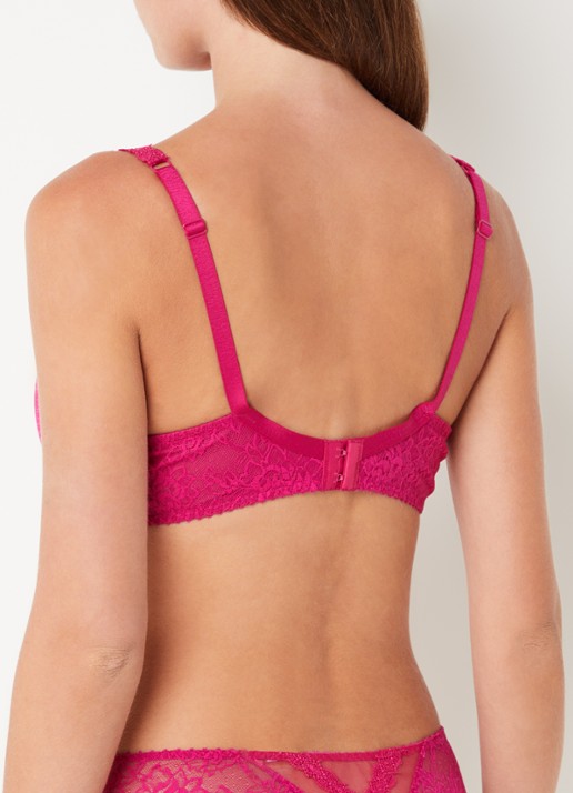 Aubade Ivresse Baroque push-up bh met overlay van kant - achterkant fuchsia