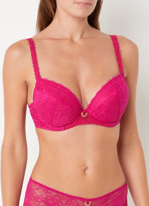 Aubade Ivresse Baroque push-up bh met overlay van kant - voorkant 3 fuchsia
