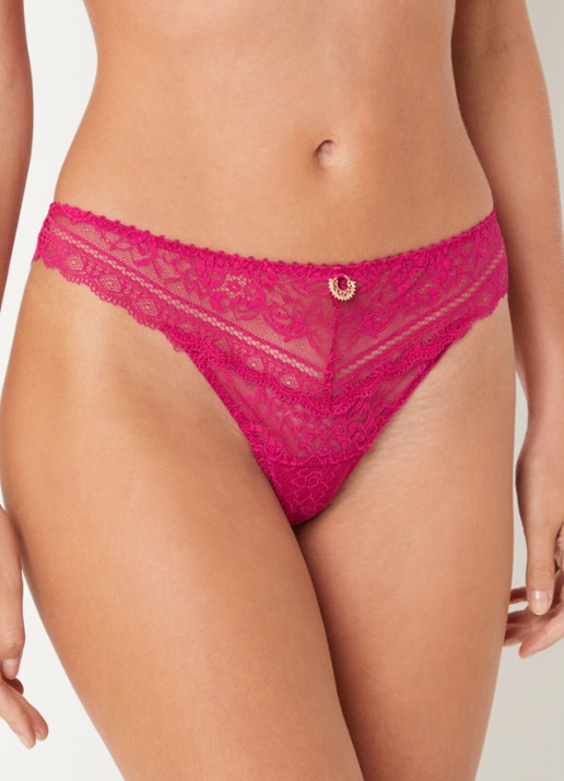 Aubade Ivresse Baroque string van kant - voorkant 2 fuchsia