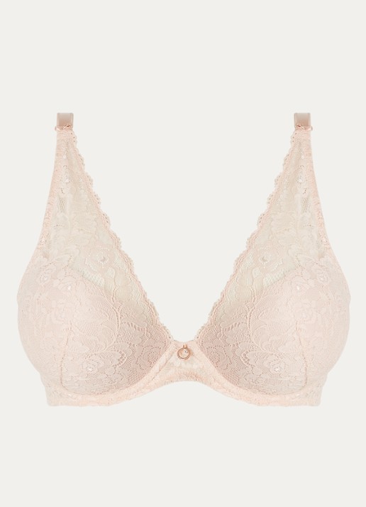 Aubade Rosessence Care voorgevormde push-up bh met overlay van kant - voorkant 4 oudroze