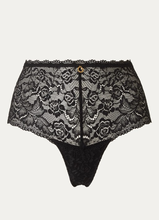 Aubade Rosessence Saint-Tropez high waisted shorty van kant - voorkant 4 zwart