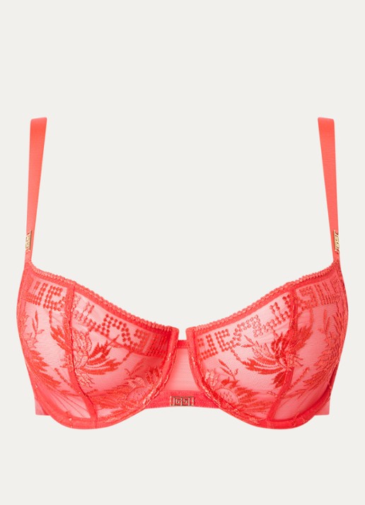 Aubade Rules Of Attraction beugel bh van mesh met borduring - voorkant rood