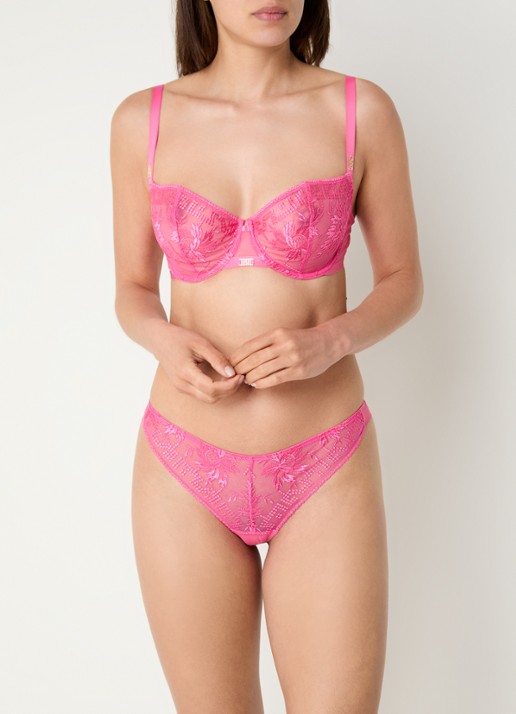 Aubade Rules Of Attraction beugel bh van mesh met borduring - voorkant 2 roze