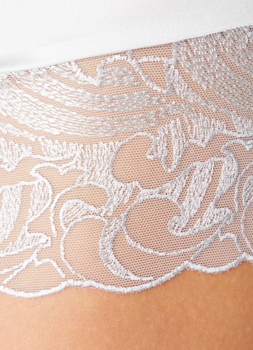 Aubade Satin Memories slip van mesh met satijn - detail 5 zilver