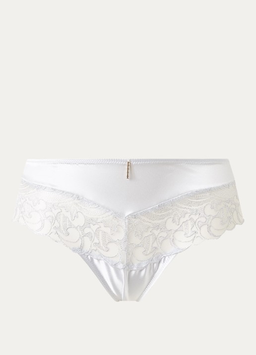 Aubade Satin Memories slip van mesh met satijn - voorkant zilver