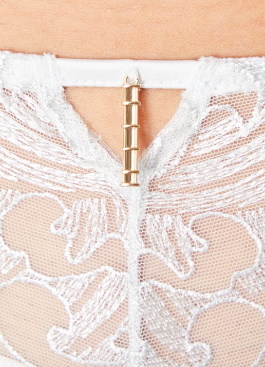 Aubade Satin Memories tanga van mesh met satijn - detail 4 zilver