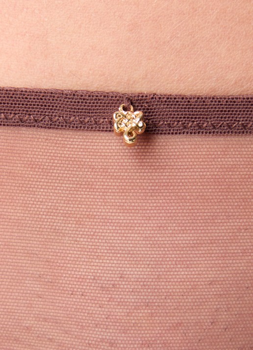 Aubade Sheer Emotion tanga met mesh en borduring - detail 2 chocoladebruin