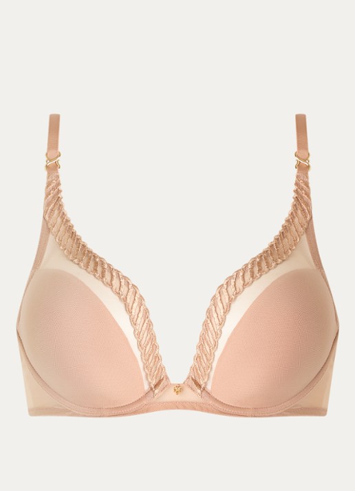 Aubade Sheer Emotion voorgevormde beugel bh met overlay van mesh - voorkant 5 zand