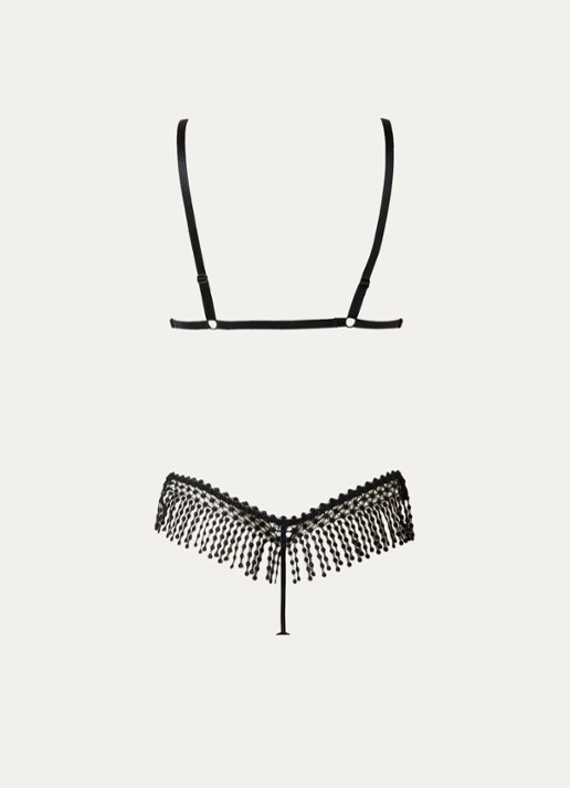 Aubade Tentation bralette en string van mesh - achterkant 2 zwart