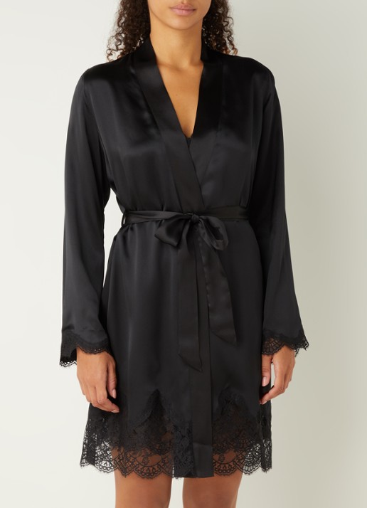 Aubade Toi Mon Amour kimono met kant - detail 3 zwart