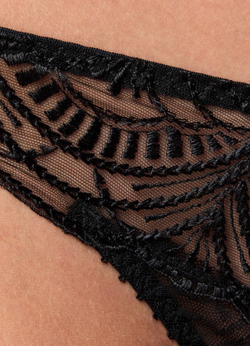 Aubade Vibes tanga van mesh met borduring - detail 5 zwart