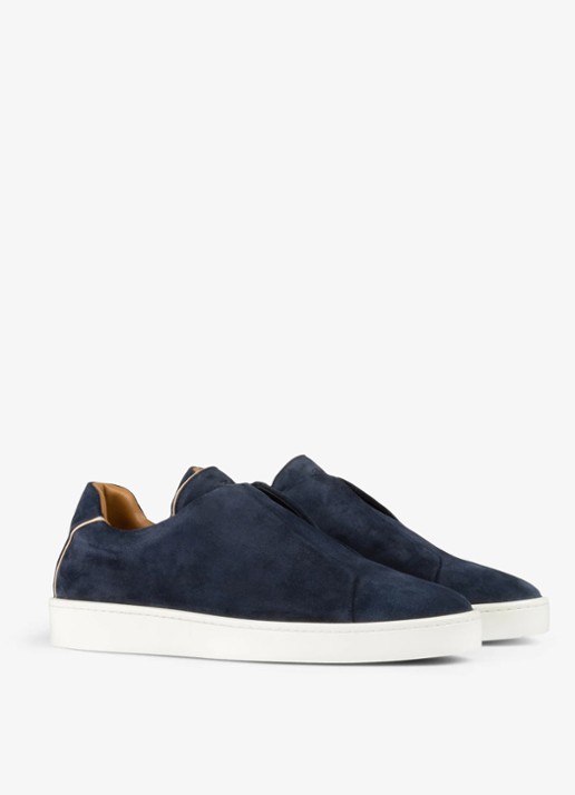Aurélien AUR3 sneaker van suède - voorkant 4 navy-410 / blauw