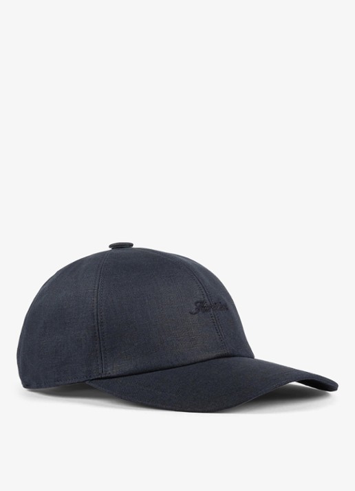 Aurélien Baseball pet van linnen - voorkant navy-410 / blauw