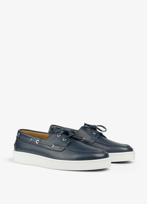 Aurélien Boat sneaker van kalfsleer - detail navy-410 / blauw