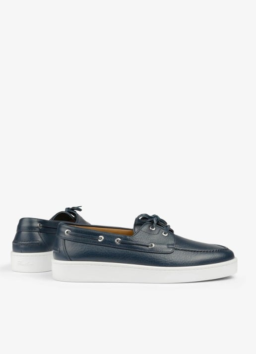Aurélien Boat sneaker van kalfsleer - detail 3 navy-410 / blauw
