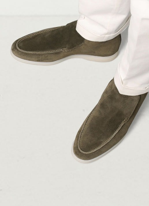 Aurélien City loafer van suède - voorkant 4 olive-300 / groen