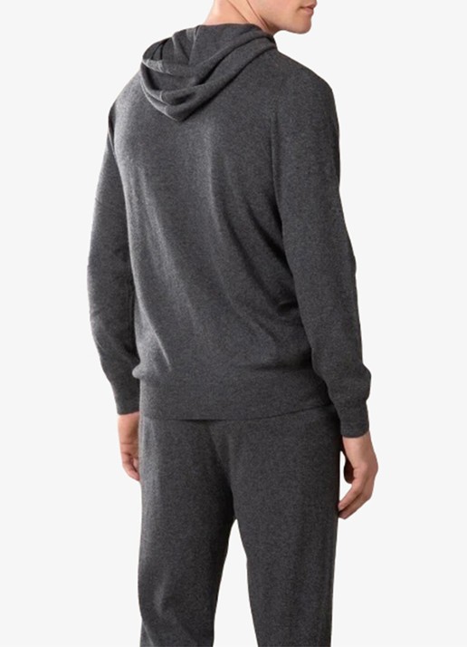 Aurélien Fijngebreid vest met capuchon - achterkant dark grey-21