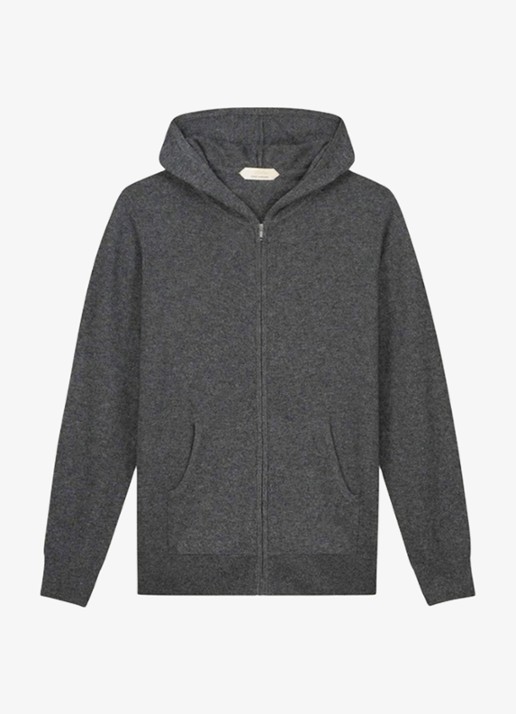 Aurélien Fijngebreid vest met capuchon - voorkant 4 dark grey-21