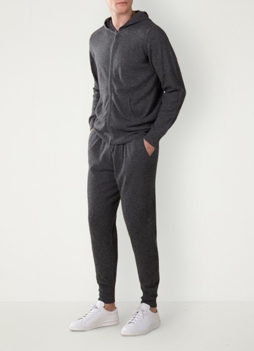 Aurélien Fijngebreid vest met capuchon - voorkant 5 dark grey-21