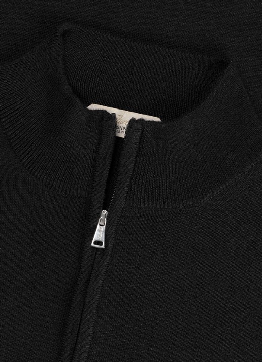 Aurélien Fijngebreide trui van merino wol met halve rits - detail 3 black-1
