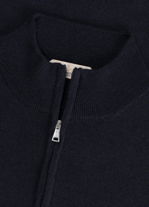Aurélien Fijngebreide trui van merino wol met halve rits - detail 4 navy-410