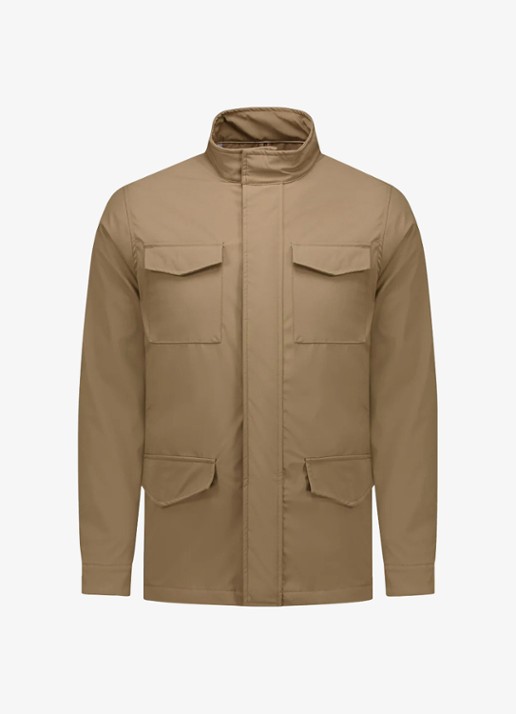 Aurélien Magnetic jack met opstaande kraag - voorkant 4 dark beige-251 / beige