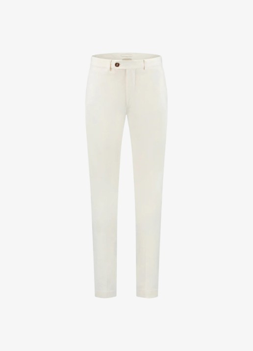 Aurélien Metropolitan straight fit pantalon met steekzakken - voorkant ivory-120