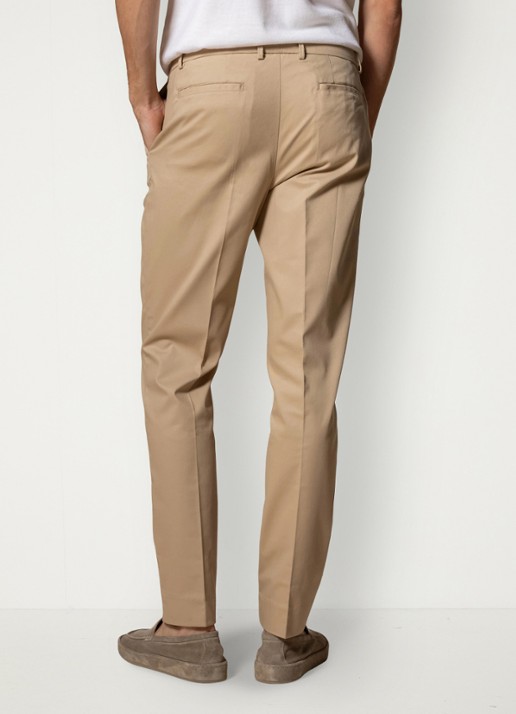 Aurélien Metropolitan straight fit pantalon met steekzakken - achterkant 5 dark beige-251