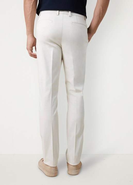 Aurélien Metropolitan straight fit pantalon met steekzakken - achterkant 4 light beige-271