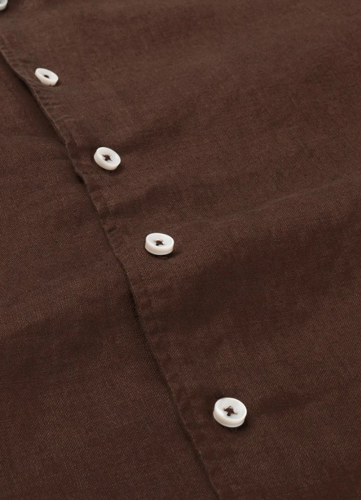 Aurélien Regular fit overhemd van linnen - detail 5 chocolate-201