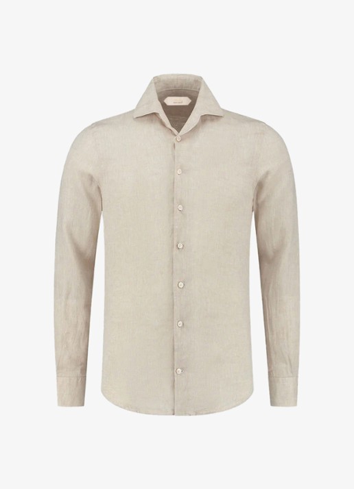 Aurélien Regular fit overhemd van linnen - voorkant beige-260