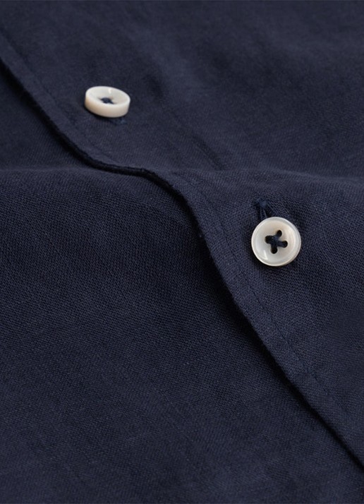 Aurélien Regular fit overhemd van linnen - detail 2 navy-410