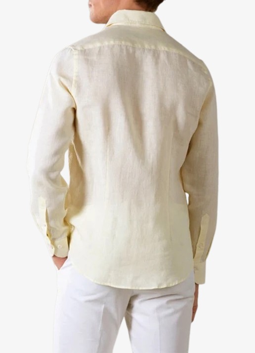 Aurélien Regular fit overhemd van linnen - achterkant 6 light yellow-740