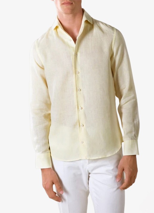 Aurélien Regular fit overhemd van linnen - detail 3 light yellow-740