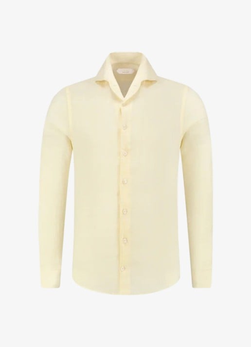 Aurélien Regular fit overhemd van linnen - voorkant light yellow-740