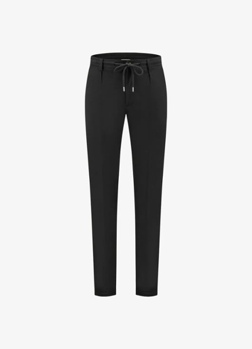 Aurélien Regular fit pantalon met steekzakken - voorkant black-1