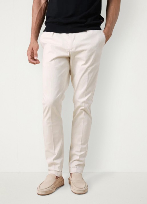 Aurélien Regular fit pantalon met steekzakken - voorkant 3 dark beige-251