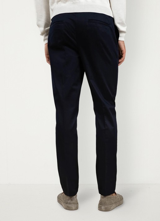 Aurélien Regular fit pantalon met steekzakken - achterkant donkerblauw