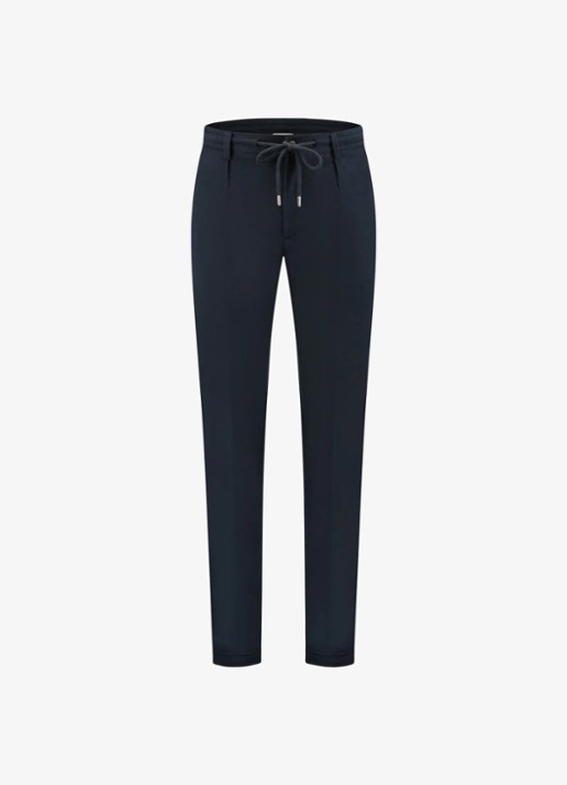 Aurélien Regular fit pantalon met steekzakken - voorkant 2 navy-410