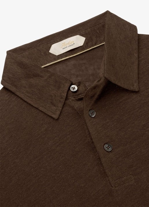 Aurélien Regular fit polo van linnen - detail 2 chocolate-201 / bruin