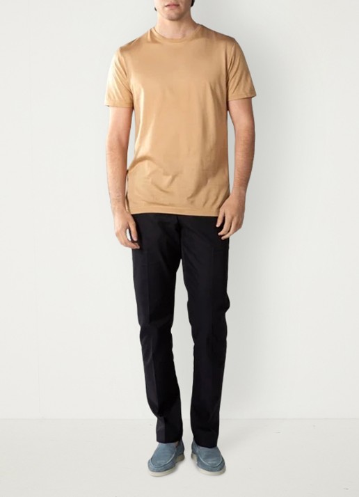 Aurélien Regular fit polo van linnen - voorkant 2 beige-260