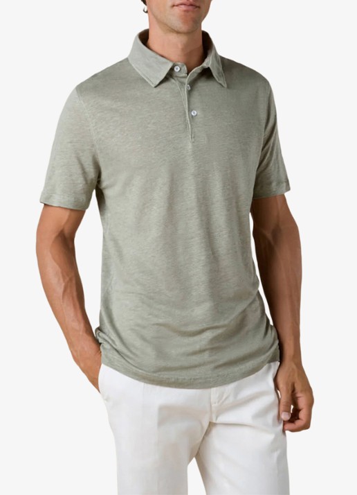 Aurélien Regular fit polo van linnen - detail 3 pistache-340