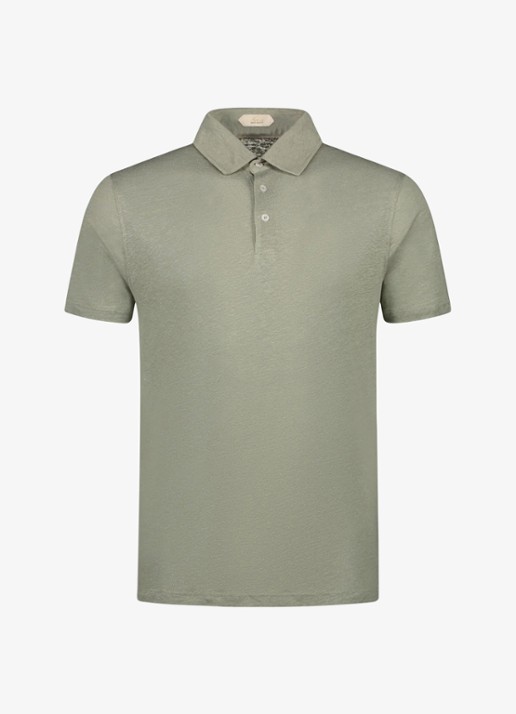 Aurélien Regular fit polo van linnen - voorkant 2 pistache-340 / groen