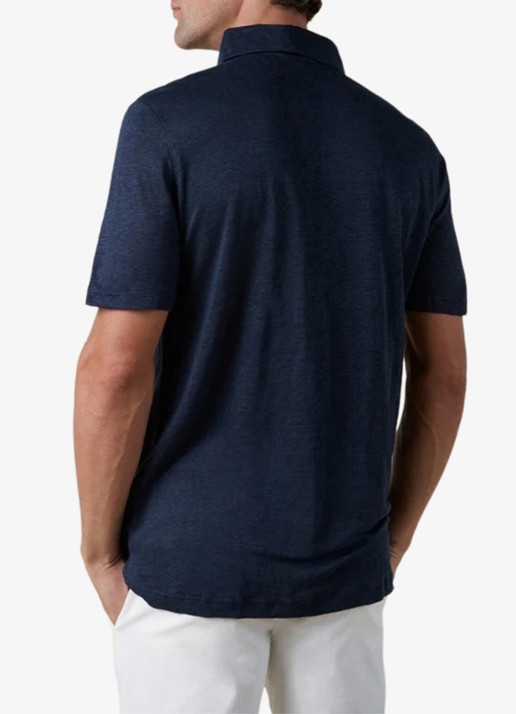Aurélien Regular fit polo van linnen - achterkant 3 navy-410